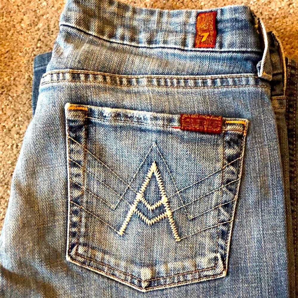 7 for all mankind blue bootcut “A” pocket jeans 28